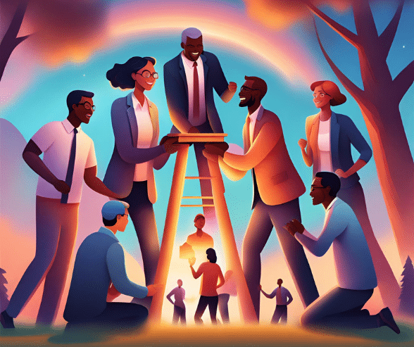 employees on a team training day