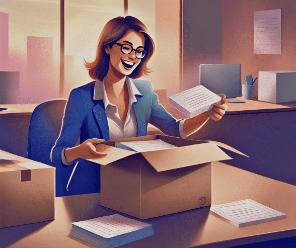 manager receiving training materials for employees